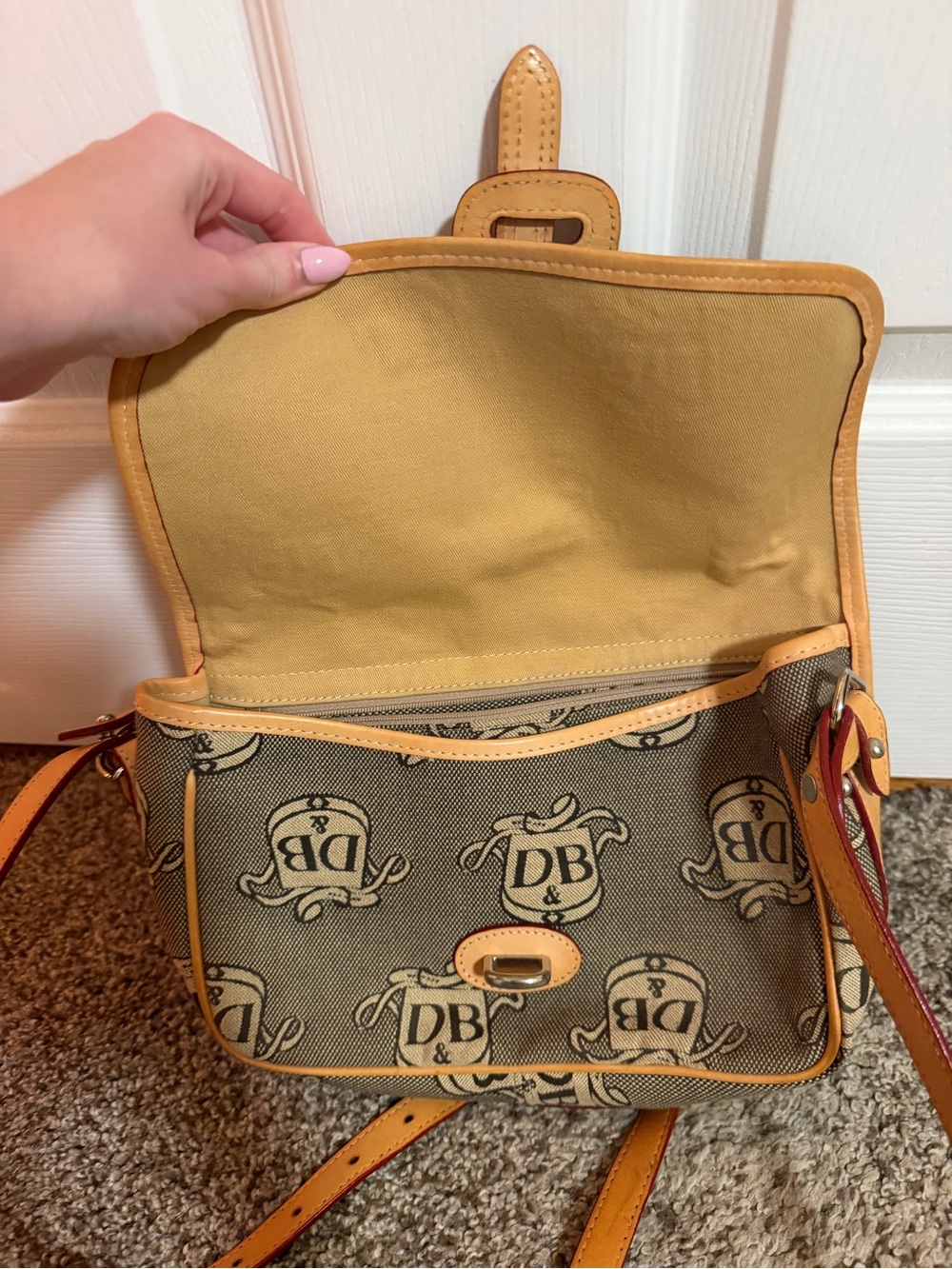 Dooney & Bourke Brown Monogram Canvas Crossbody with Tan Trim - Picture 3 of 9